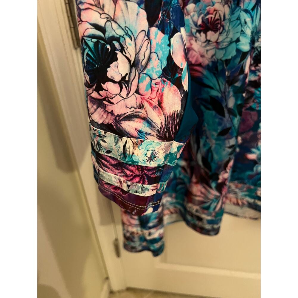 Soft Surroundings Women's XL Jewell UPF Midi Dress Tunic Coverup Midnight Floral - Picture 4 of 8